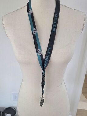 Slytherin House Lanyard with Medallion - Green & Black
